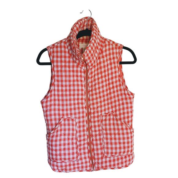Peach Love California Gingham Quilted Vest Orange White Small Clemson Tigers - Picture 2 of 7
